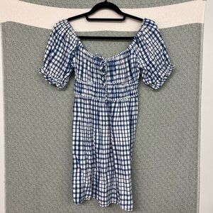 Urban Outfitters Blue and White Plaid Midi Dress